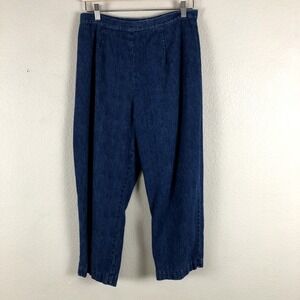 Betsy Lauren Pants Womens 12 Petite Blue Denim Trouser Back Zip Ankle Trending